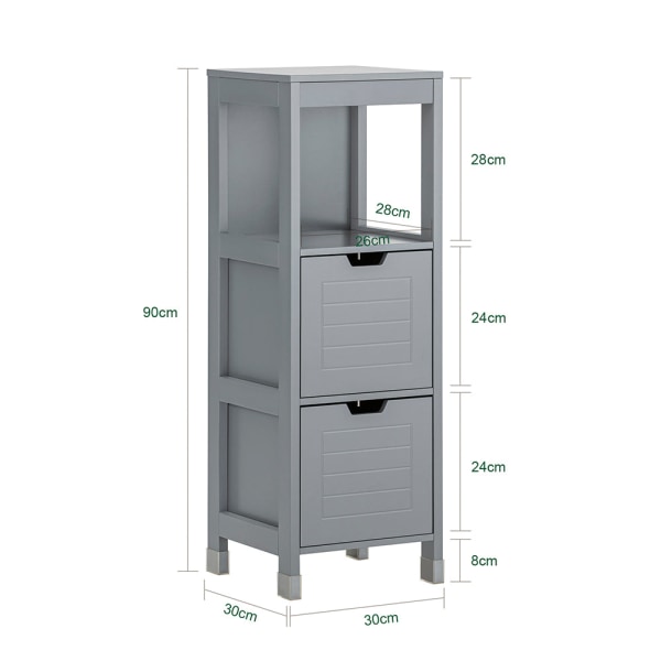 SoBuy, Kaappi 2 laatikkoa, Kylpyhylly FRG127-SG Grey Base cabinet