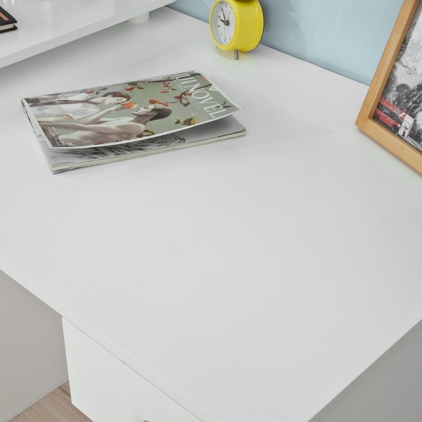SoBuy Skrivebord med bogreol Computerbord med skuffe FWT35-W White W101 x D60 x H76cm