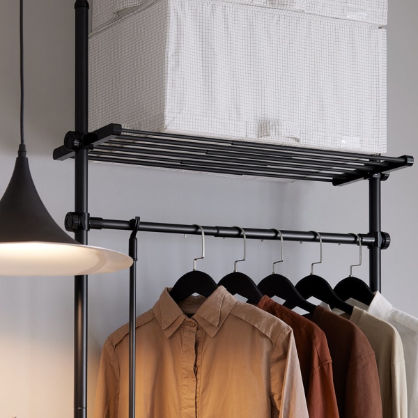 SoBuy Klädställning Öppen garderob Garderobssystem KLS07-SCH Black Length 52-80cm