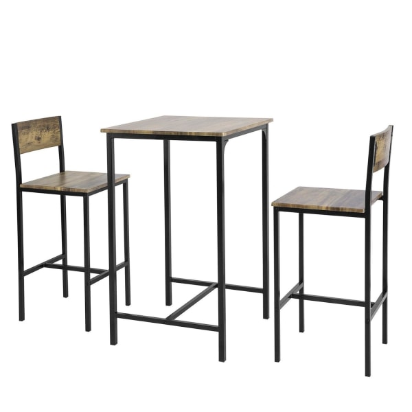 SoBuy Matgrupp Barbord och 2 stolar Köksbord Matbord OGT27-N Brown Square tabel with 2 chairs