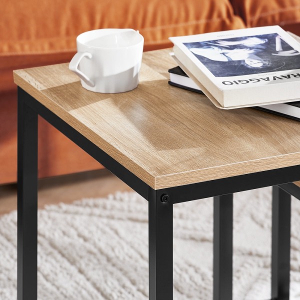 SoBuy Sarjapöytä,2 osaa, Sohvapöytä Sivupöytä puukuvio FBT42-N Wood