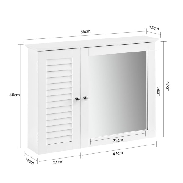 SoBuy Seinäkaappiin Peilikaappi valkoinen BZR55-W White Wall cabinet
