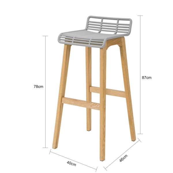 SoBuy, Moderne køkkenstol i træ, grå, FST76-HG W40 x D46 x H87cm