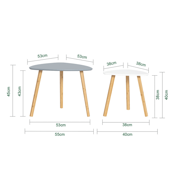 SoBuy Sisäkkäiset pöydät 2 sivupöydän setti Sohvapöydät FBT74-HG grey
