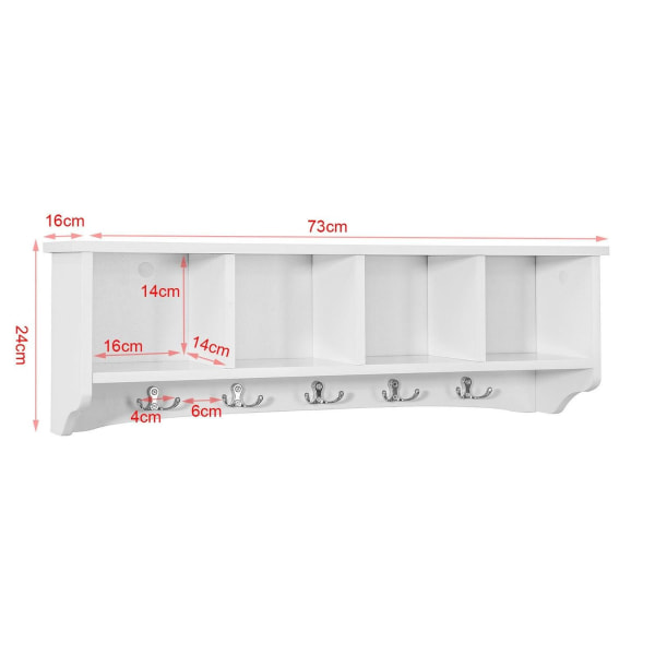 SoBuy Klädhängare vägg Vägghylla FRG48-L-W  Längd 73 cm