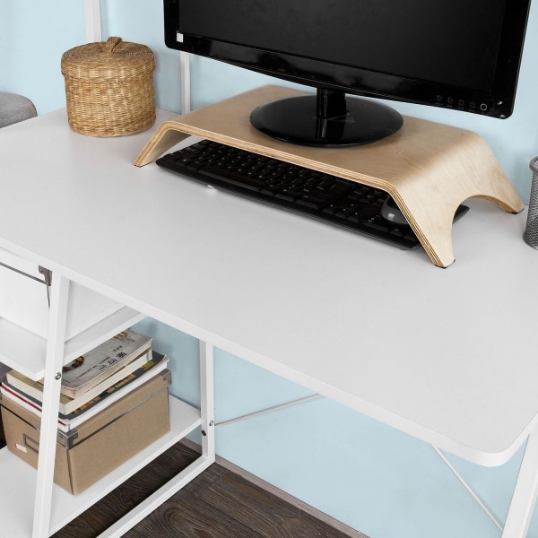 SoBuy Skrivebord med reol, Computerbord hvid FWT29-W