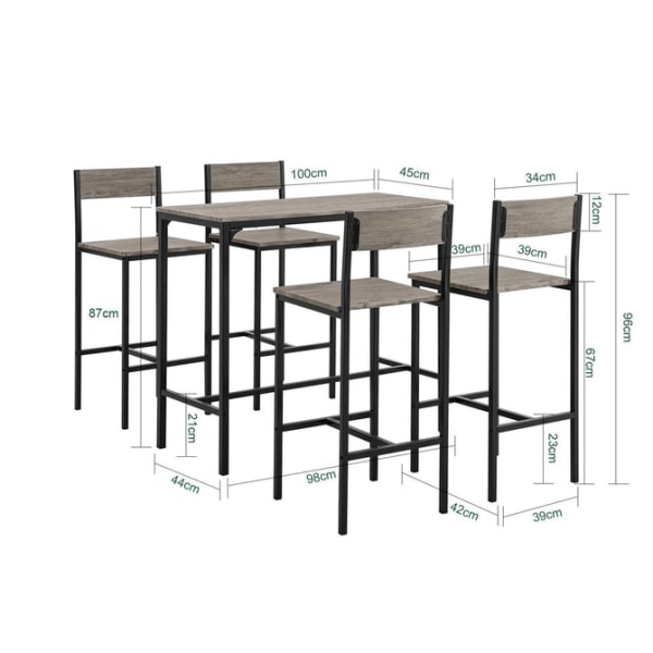 SoBuy Baaripöytä ja 4 tuolia Ruokailuryhmä OGT14-N Wood Rectangular table with 4 chairs