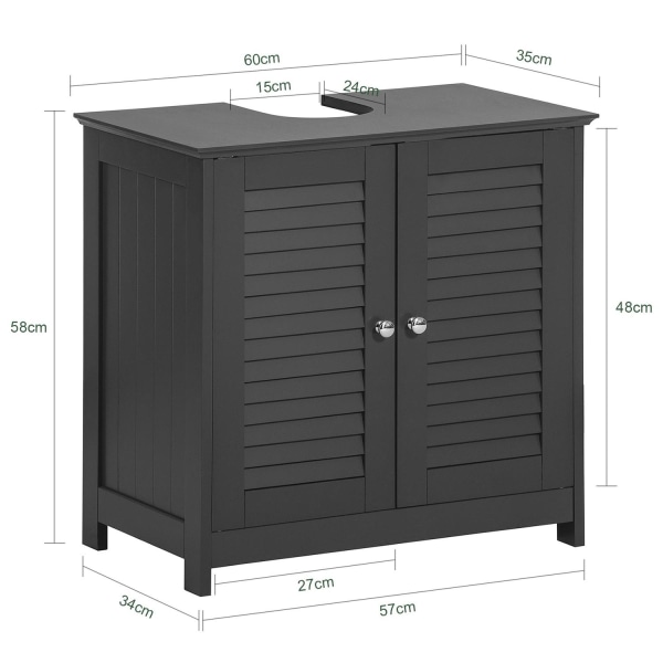 SoBuy Tvättställsunderskåp med 2 dörrar, Badrumsskåp, FRG237-DG Gray Sink cabinet(on wall)