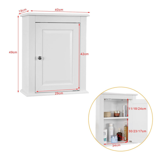 SoBuy Seinäkaappiin Pyykkikaappi valkoinen FRG203-W White Wall cabinet