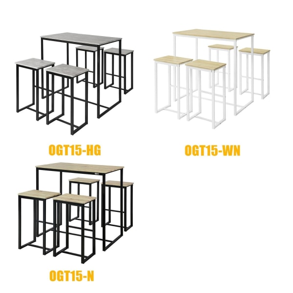 SoBuy Matgrupp Barbord och 4 stolar Köksbord Matbord OGT15-HG Gray