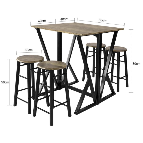 SoBuy Køkkenbord med 4 skamler OGT24-N