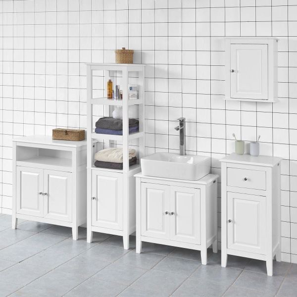 SoBuy Badeværelsesskab med låge Hjørneskab Toiletskab FRG204-W White Base cabinet