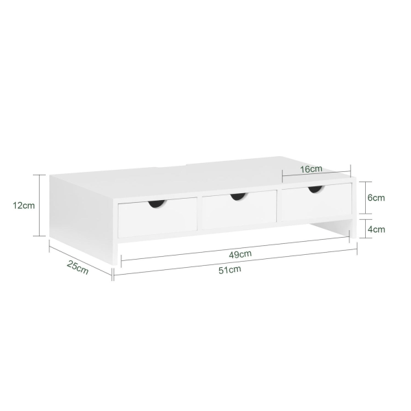 SoBuy Näyttökoroke ja laatikko 3 laatikkoa Minilipasto BBF03-W White Length 51 cm