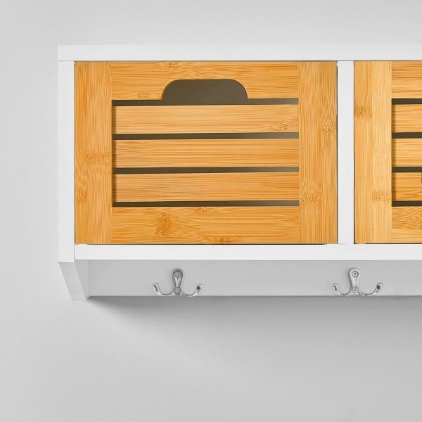 SoBuy Seinähylly Vaatekaappi 3 laatikkoa ja 4 koukkua FHK19-WN Wood Wall shelf