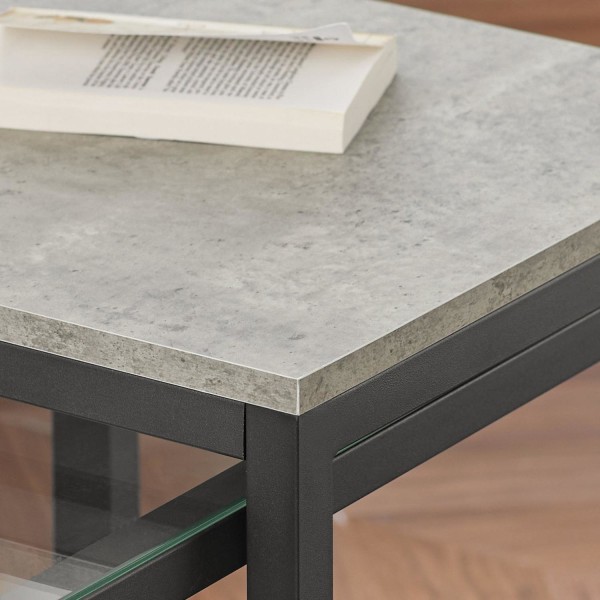 SoBuy Sarjapöytä,2 osaa, Sohvapöytä Sivupöytä puukuvio FBT35-HG Grey
