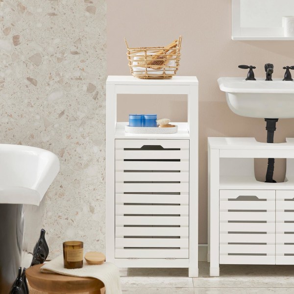 SoBuy Badrumsskåp med tvättkorg och lådor BZR67-W Laundry cabinet
