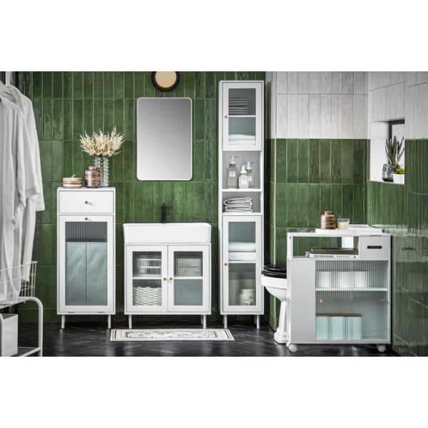 SoBuy kylpyhuone kaappi Pyykkikaappi pyykkikorin kanssa BZR116-W White Laundry cabinet