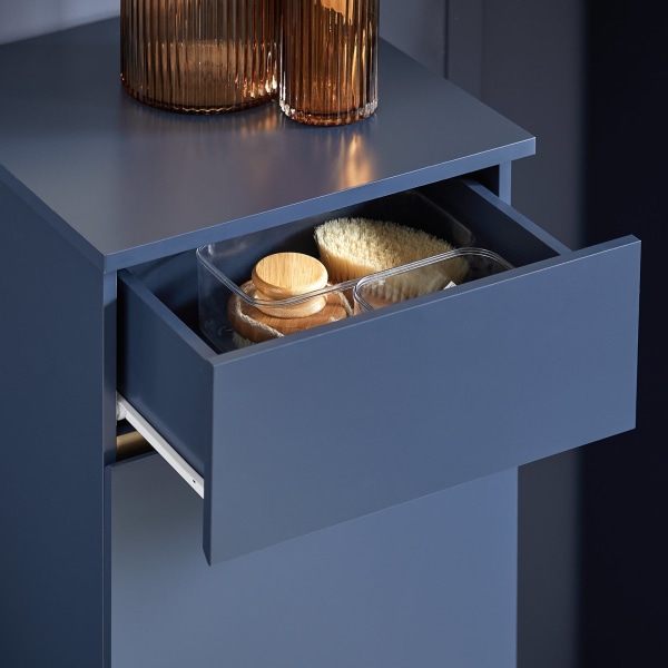 SoBuy Blå Badeværelsesskab med Vasketøjskurv med skuffe BZR114-B Blue Laundry cabinet