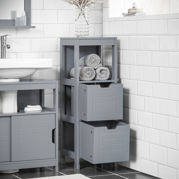 SoBuy, Pladsbesparende badeværelsesskab FRG127-SG Grey Base cabinet