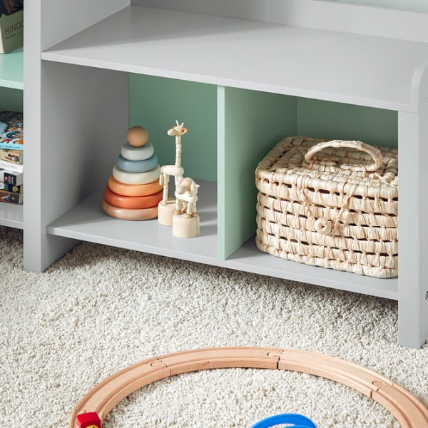 SoBuy Børnereol med opbevaring til legetøj bøger og mere KMB89-HG 90*30*82cm