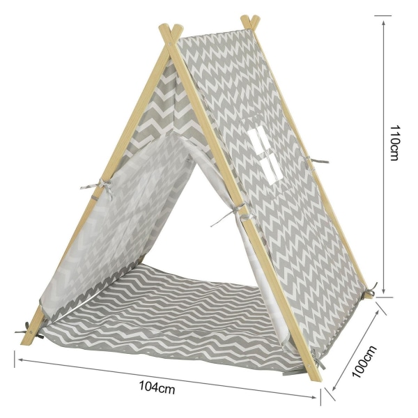 SoBuy Legetelt til børn med vindue, grå og hvid mønster OSS02-HG OSS02-HG