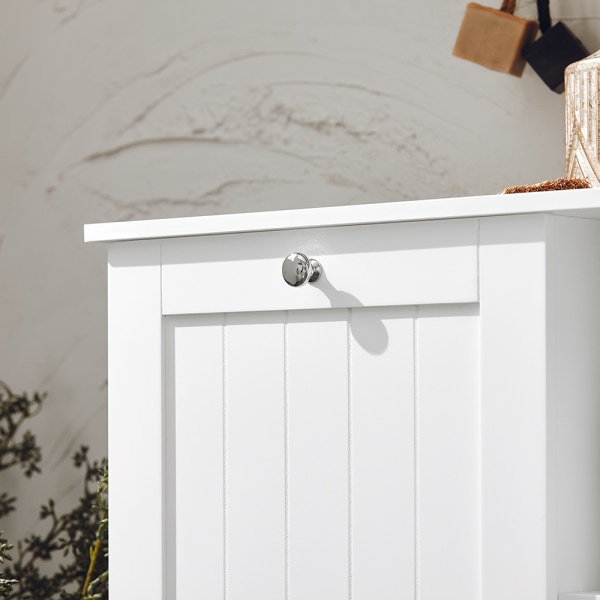 SoBuy Badrumsskåp med tvättkorg Badrumsskåp Förvaringsmöbel badrum BZR105-W White Laundry cabinet