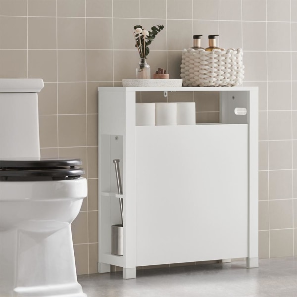 SoBuy Badeværelsesskab med 2 skuffer Badeværelsesmøbler BZR83-W Toilet paper holder