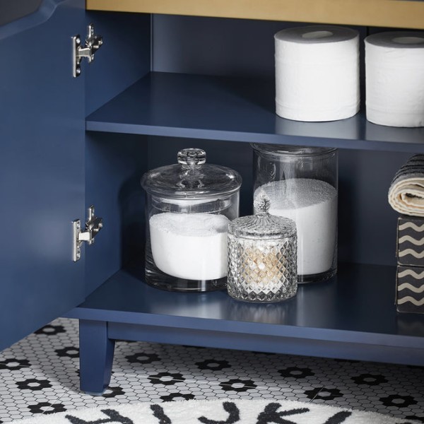 SoBuy Blått tvättställsunderskåp, Badrumsmöbler BZR113-B Blue Sink cabinet(on floor)