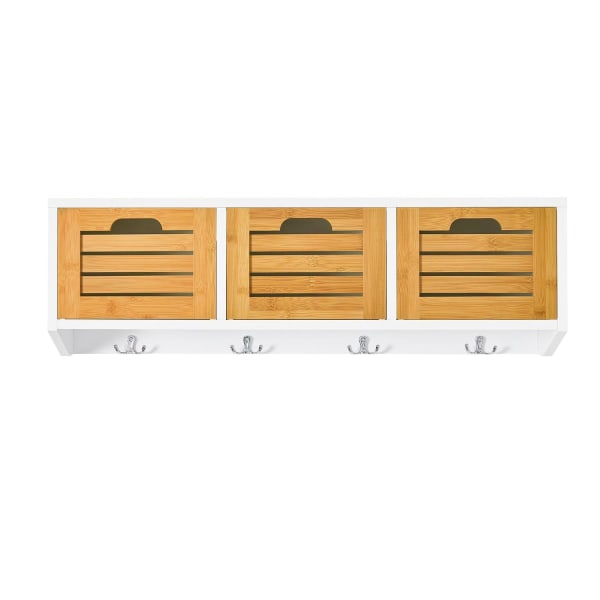 SoBuy Seinähylly Vaatekaappi 3 laatikkoa ja 4 koukkua FHK19-WN Wood Wall shelf