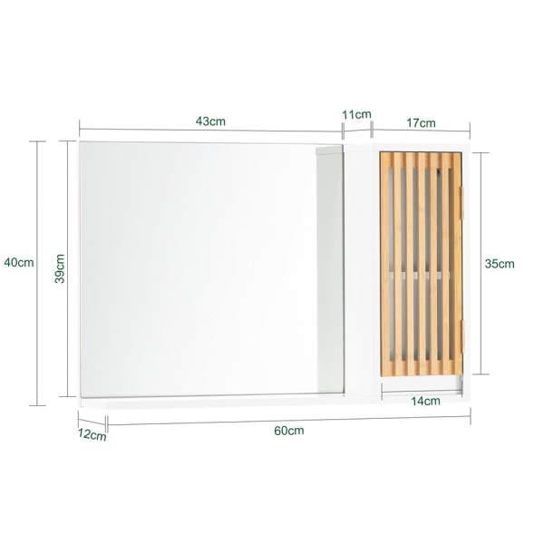 SoBuy Väggskåp Överskåp Badrumsspegelskåp Badrumsskåp BZR128-W Wall cabinet