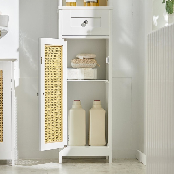 SoBuy Højt badeværelsesskab med 1 skuffe og 2 døre BZR70-W High cabinet