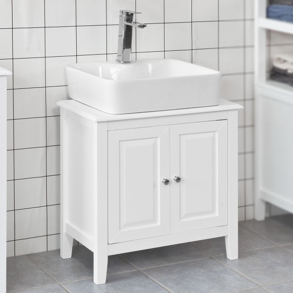 SoBuy Allaskaappi 2 ovea Kylpyhuone kaappi valkoinen FRG202-W White Sink cabinet(on wall)