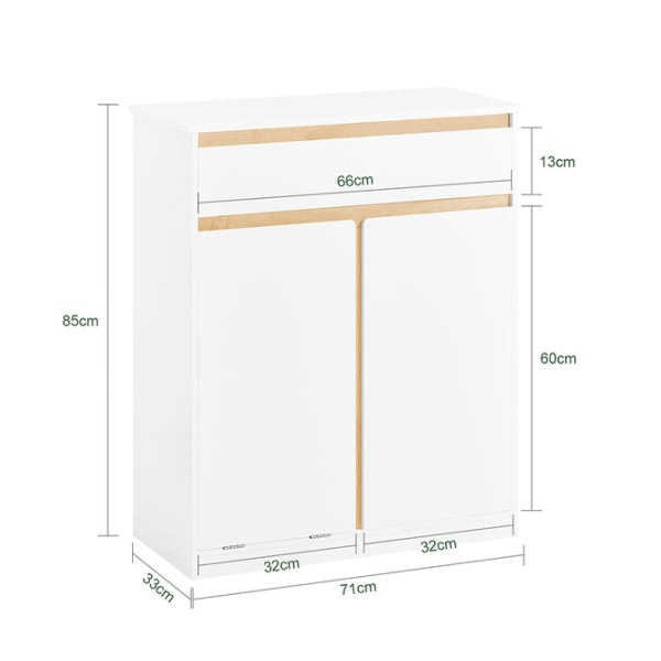 SoBuy Badeværelsesskab med Vasketøjskurv med skuffe BZR79-W White Laundry cabinet