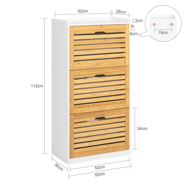 SoBuy Smalt skoskåp med fack Skohylla hög Hallmöbler FSR108-WN Wood Cabinet