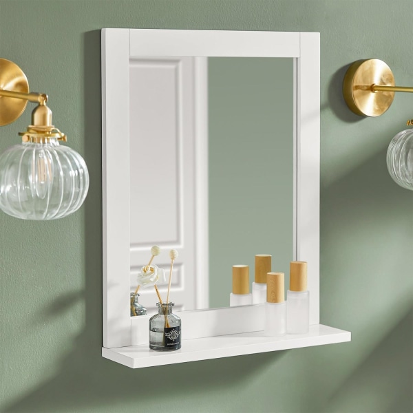 SoBuy kylpyhuoneen peili Seinäpeili Seinähylly harmaa FRG129-W White Mirror