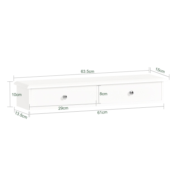 SoBuy Väggmonterad avlastningsbord Vägghylla med Lådor FRG43-W White Length 64cm