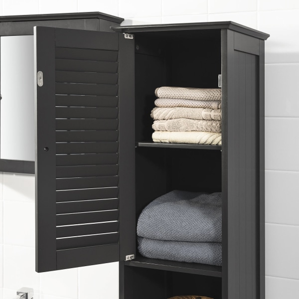 SoBuy Högskåp badrum, hörnhylla med lådor och dörrar, FRG236-DG Grey Hight cabinet
