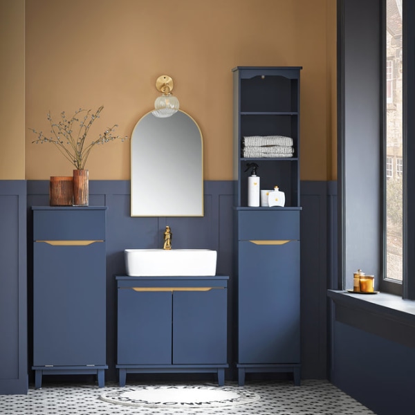 SoBuy Blått tvättställsunderskåp, Badrumsmöbler BZR113-B Blue Sink cabinet(on floor)