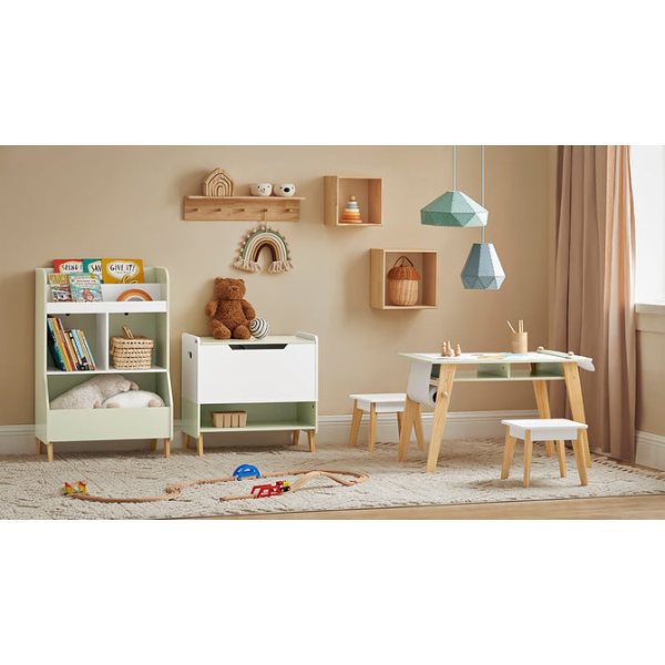SoBuy Skrivbord för barn med stol med förvaringsskåp KMB92-GR 48*50*80cm