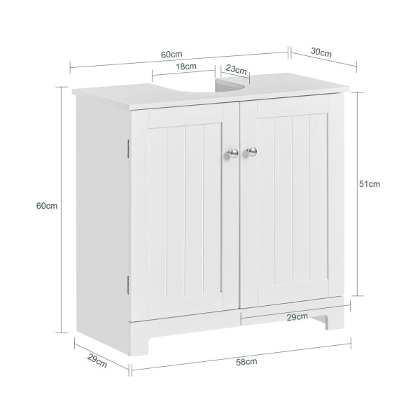 SoBuy Allaskaappi 2 ovea kylpyhuone kaappivalkoinen BZR18-II-W White Sink cabinet(on floor)