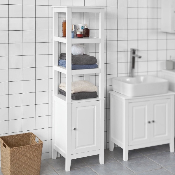 SoBuy Højt badeværelsesskab,Badeværelseshylde FRG205-W White High cabinet