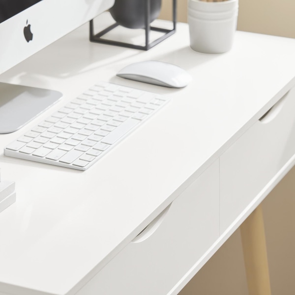 SoBuy Skrivebord med 2 skuffer Computerbord hvid FWT40-WN