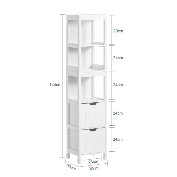 SoBuy Pladsbepsrende badeværelsesreol med skuffer, FRG126-W White High cabinet