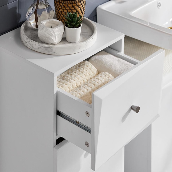SoBuy Badeværelsesskab med Vasketøjskurv med skuffe BZR93-W Laundry cabinet