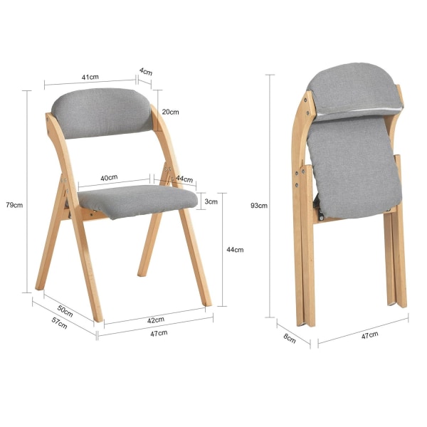 SoBuy Klapstol med hynde spisebordsstole FST92-N Light gray