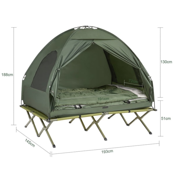 SoBuy,4-i-1 tält med sovsäck för campingstol OGS32-L-GR