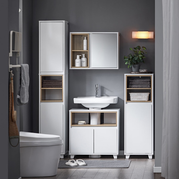 SoBuy kylpyhuone kaappi Seinäkaappiin Peilikaappi BZR149-W White Wall cabinet