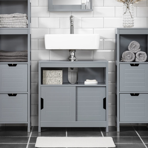 SoBuy Allaskaappi 2 ovea harmaa FRG128-SG Grey Sink cabinet(on wall)