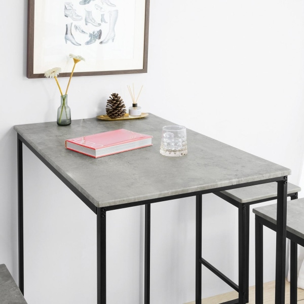 SoBuy Højt barbord med 4 skamler Spisebord Køkkenbord OGT15-HG Gray