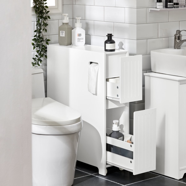 SoBuy Toiletpapirholder Toiletrulleholder opbevaring BZR111-W Toilet paper holder